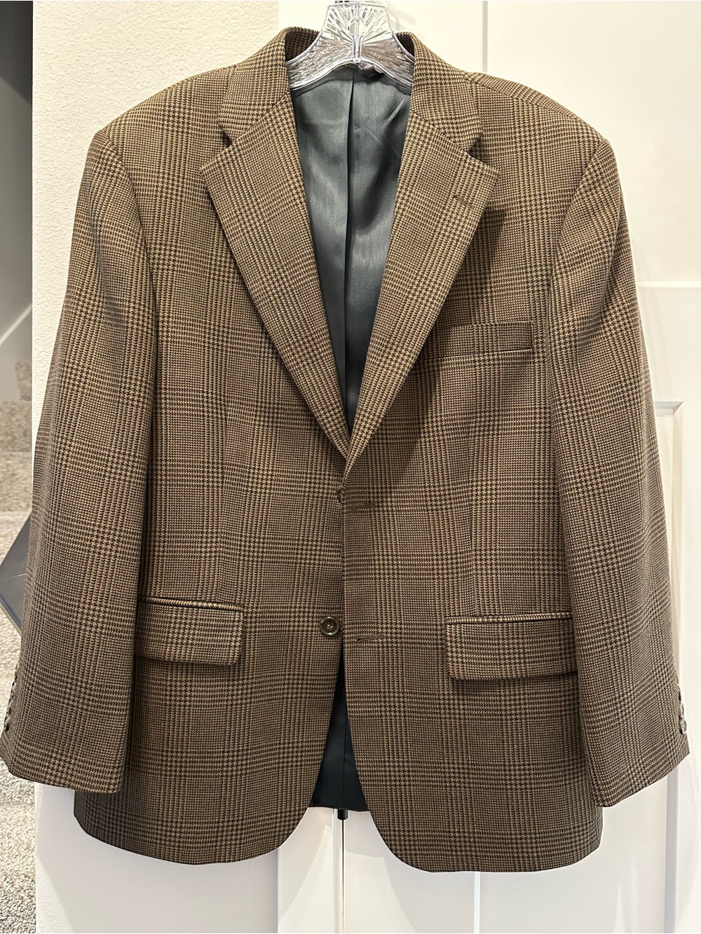 Haggar Brown Glen Plaid Sport Coat Blazer 40 S
